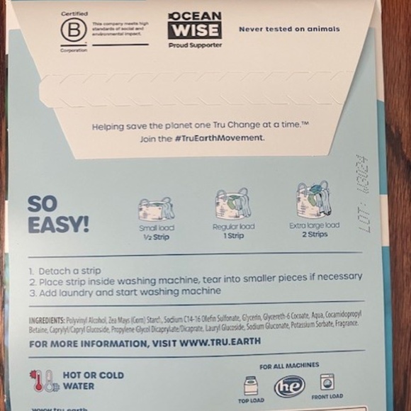 4 Tru Earth Compact Dry Laundry Detergent Sheets 64 Loads 32 Strips Lilac/Linen - Picture 5 of 6